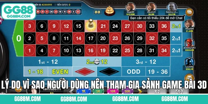 Lý do vì sao người dùng nên tham gia sảnh game bài 3D GG88 Lý do vì sao người dùng nên tham gia sảnh game bài 3D GG88